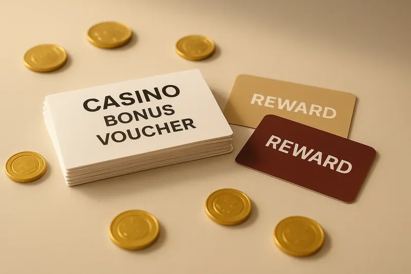 Stack of casino bonus vouchers and reward cards with gold coins